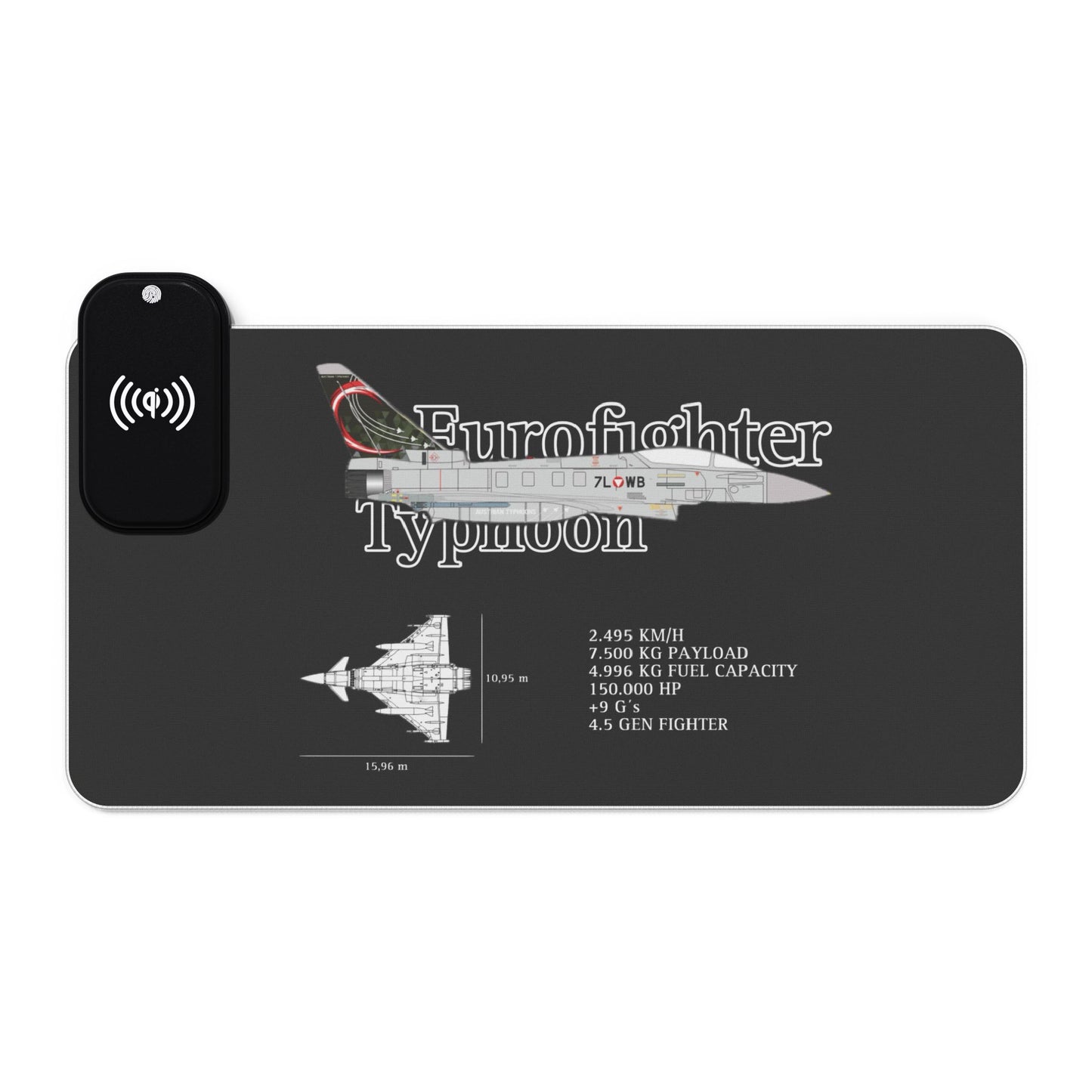 Eurofighter LED Gaming Mouse Pad, Wireless Charging
