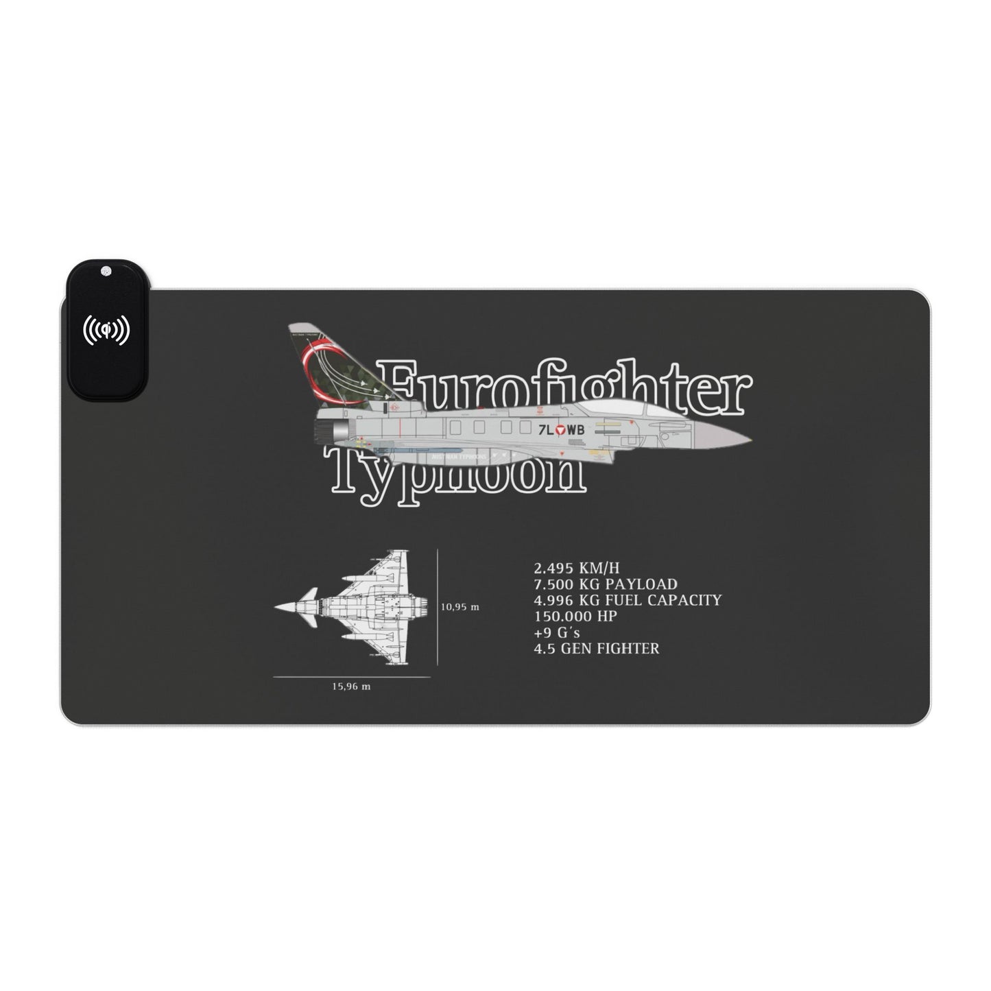 Eurofighter LED Gaming Mouse Pad, Wireless Charging